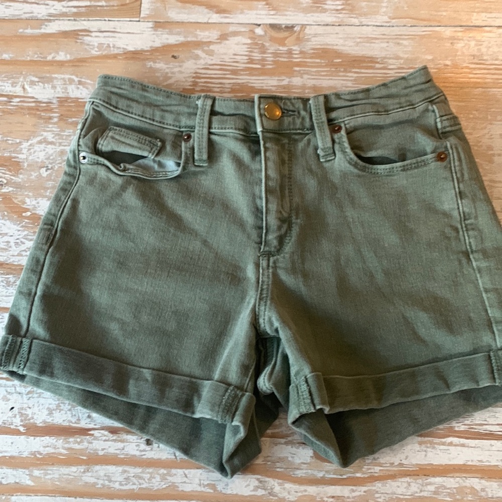 Green comfy jean shorts